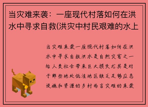 当灾难来袭：一座现代村落如何在洪水中寻求自救(洪灾中村民艰难的水上生活)